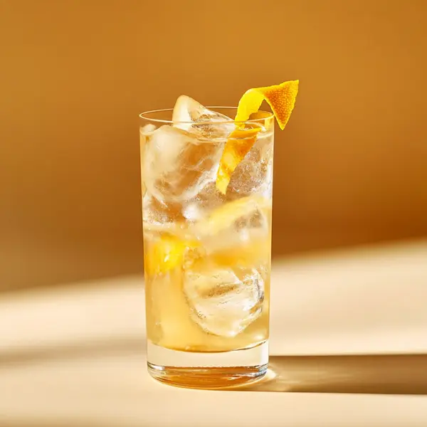 A photo of the Floral Orchard Cooler cocktail containing Ketel One Vodka, St-Germain Elderflower Liqueur, Pressed apple juice, Tonic water in a Collins.