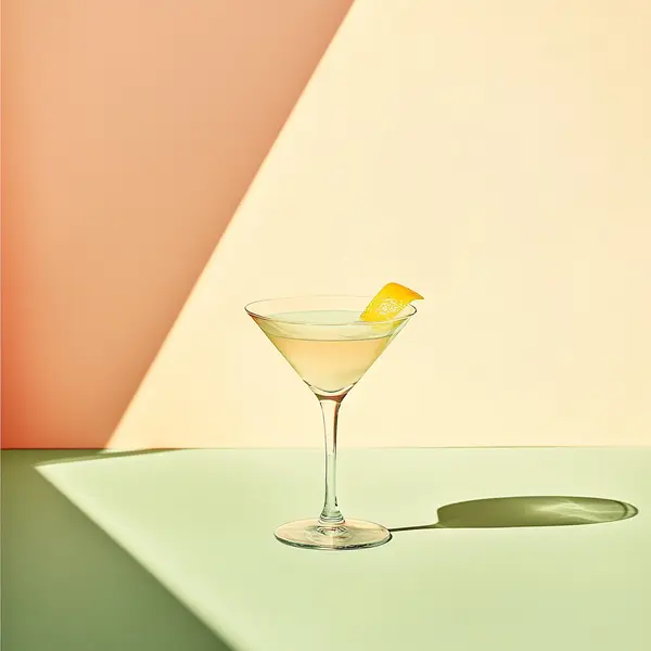 A photo of the Zesty Bison Martini cocktail containing Zubrowka Bison Grass Vodka, Ketel One Vodka, St-Germain Elderflower Liqueur, Noilly Prat Dry Vermouth in a Martini.