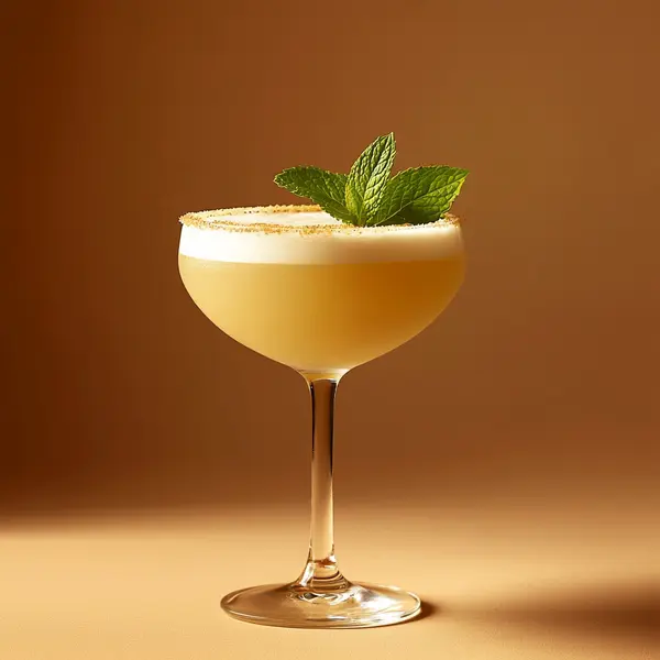 A photo of the Nutty Daiquiri cocktail containing Planteray 3 Stars White Rum, Freshly squeezed lime juice, Giffard Orgeat Syrup, Luxardo Maraschino Liqueur, Angostura Aromatic Bitters, Mint leaves in a Coupe.