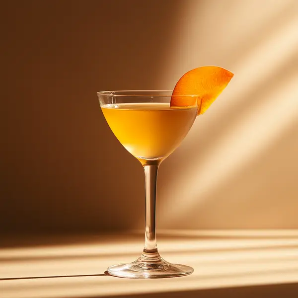 A photo of the Calvados Martini cocktail containing Beefeater London Dry Gin, Roger Groult 3 Year Reserve Pays D'Auge Calvados, Giffard Abricot Du Roussillon in a Martini.