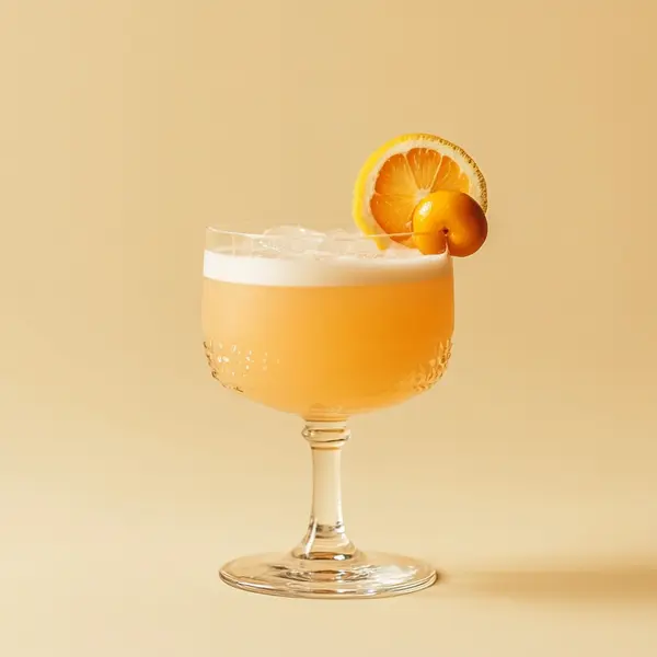 A photo of the Grapefruit Glow-up cocktail containing Grand Marnier, Planteray 3 Stars White Rum, Freshly squeezed pink grapefruit juice, Bitter lemon tonic in a Sling.