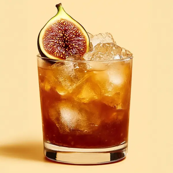 A photo of the Autumn Agave Twist cocktail containing Figs, Cazadores Añejo Tequila, Freshly squeezed lime juice, Grand Marnier, Liber & Co. Real Grenadine in a Old-Fashioned.
