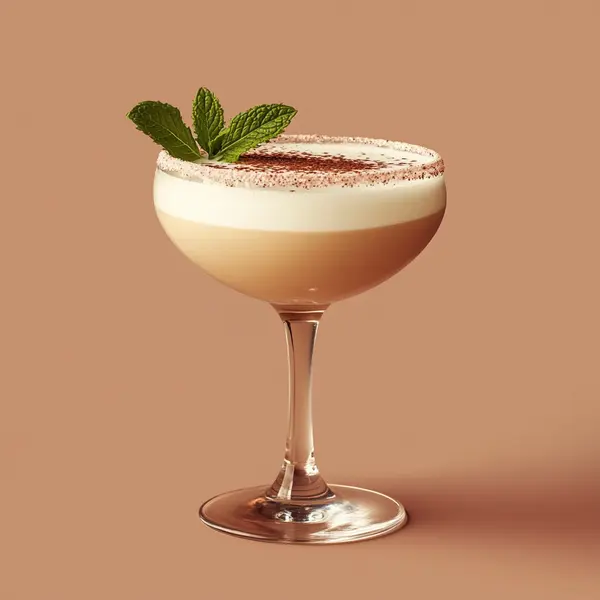 A photo of the Minty Cocoa Dream cocktail containing Ketel One Vodka, Marie Brizard Crème de Cacao White, Tempus Fugit Crème De Menthe, Milk, Single cream / half-and-half in a Coupe.