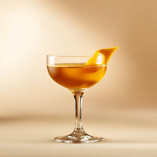 A photo of the Saintly Tom Martini cocktail containing Hayman's Old Tom Gin, Noilly Prat Dry Vermouth, Bénédictine D.O.M. Liqueur, Angostura Orange Bitters in a Coupe.