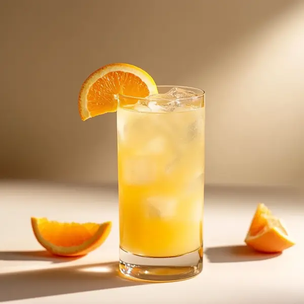 A photo of the Sunny Bandit cocktail containing Milagro Reposado Tequila, Freshly squeezed orange juice, Galliano Autentico Liqueur in a Collins.