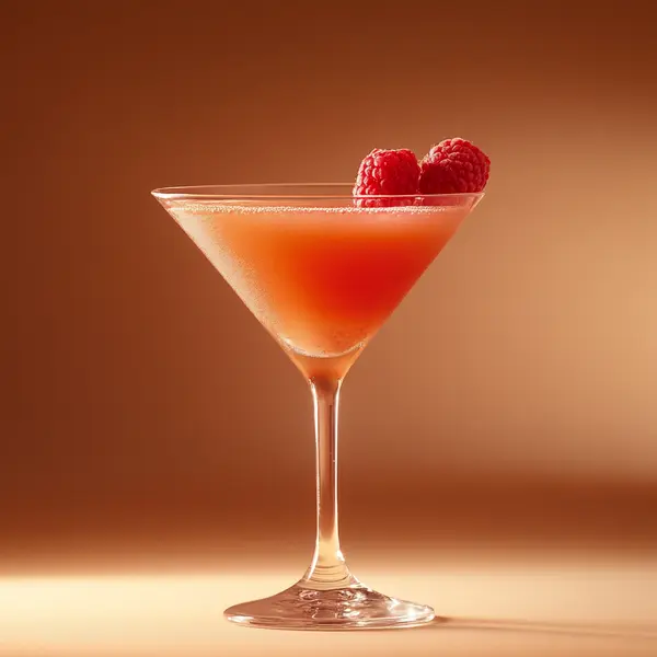 A photo of the Berry Bon Vivant cocktail containing Raspberries, Hennessy V.S. Cognac, Amaro Averna, Freshly squeezed lime juice, Giffard Orgeat Syrup in a Martini.