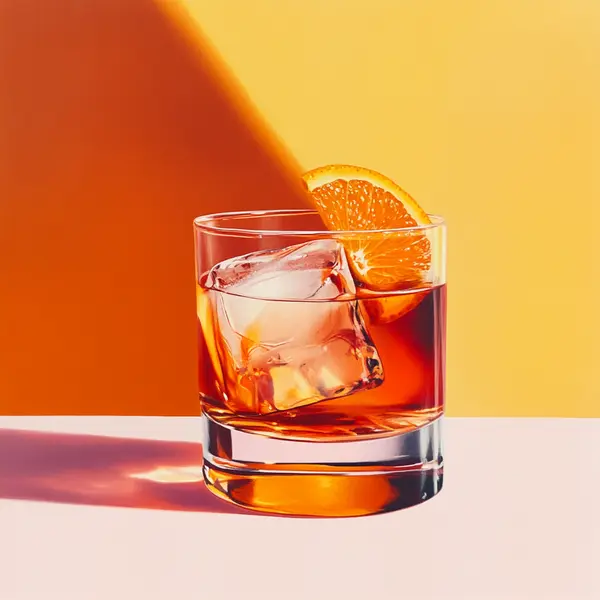 A photo of the Tangerine Twirl cocktail containing Beefeater London Dry Gin, Martini & Rossi Rosso Sweet Vermouth, Angostura Orange Bitters in a Old-Fashioned.