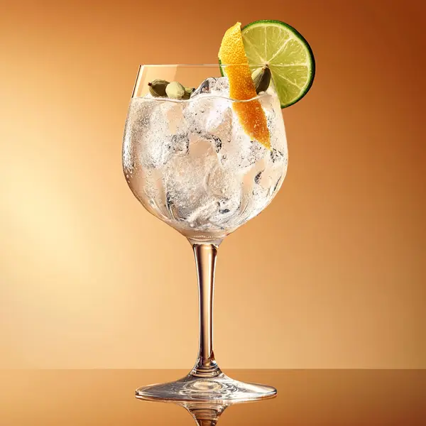 A photo of the Gin Elation cocktail containing Beefeater London Dry Gin, Tonic water in a Copa.