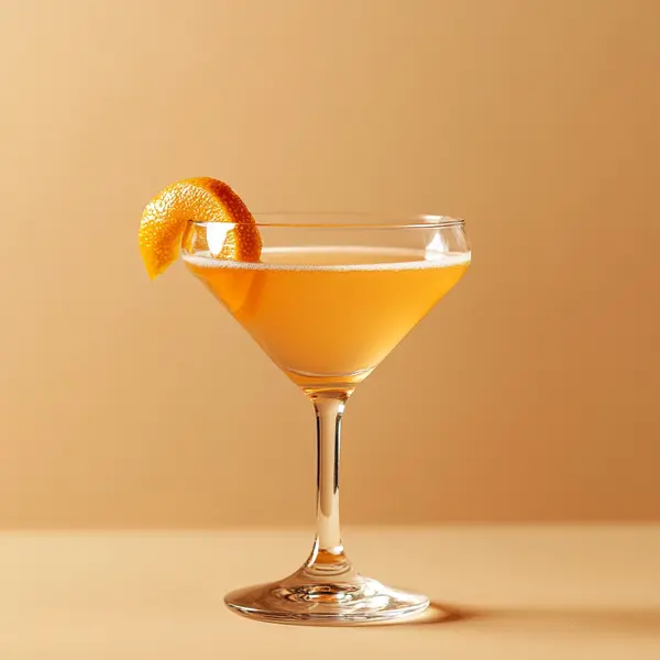 A photo of the Blooming Bourbon Martini cocktail containing Savage & Cooke Cask Finished Bourbon, St-Germain Elderflower Liqueur, Angostura Aromatic Bitters, Rose water in a Martini.