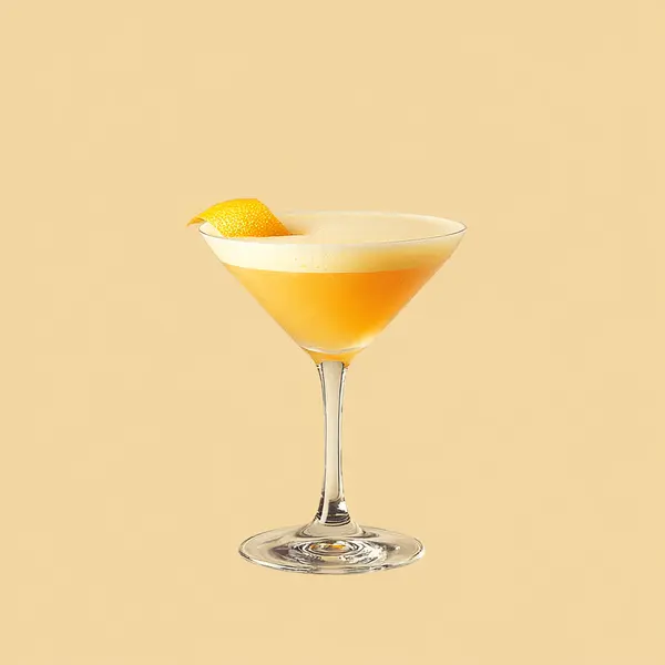 A photo of the Golden French Fizz cocktail containing Hennessy V.S. Cognac, Galliano Autentico Liqueur, Freshly squeezed orange juice, Freshly squeezed lime juice, Fee Brothers Fee Foam Egg White Alternative in a Martini.