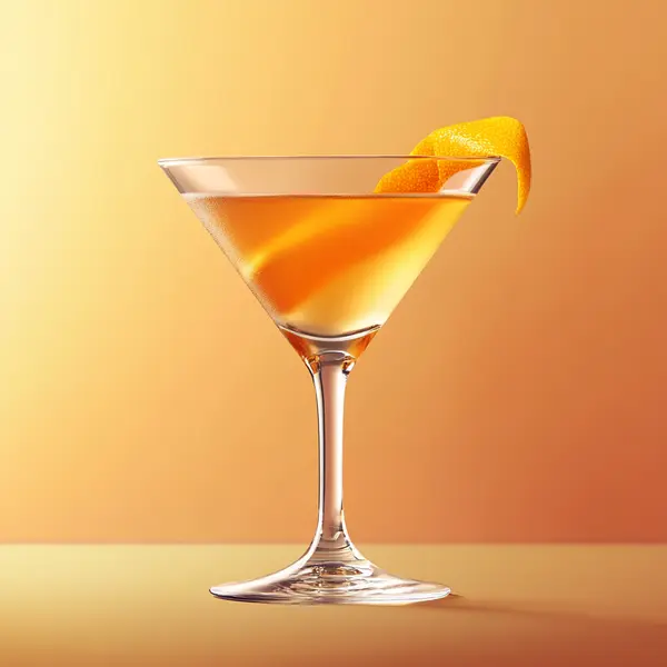 A photo of the French Sunrise Martini cocktail containing Beefeater London Dry Gin, Roger Groult 3 Year Reserve Pays D'Auge Calvados, Giffard Abricot Du Roussillon, Freshly squeezed orange juice, Angostura Aromatic Bitters, Liber & Co. Real Grenadine in a Martini.