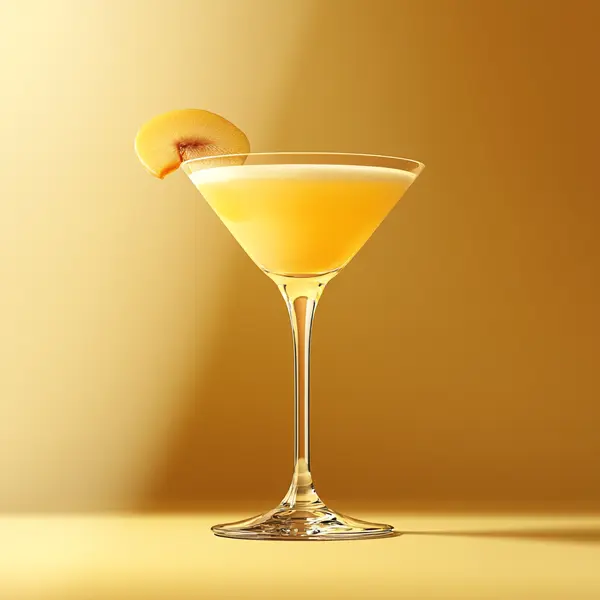 A photo of the Golden Apricot Flip cocktail containing Chartreuse Yellow, Giffard Abricot Du Roussillon, Egg yolk in a Martini.