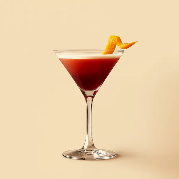 A photo of the Cranberry Royale cocktail containing Hennessy V.S. Cognac, Grand Marnier, Freshly squeezed lemon juice, Cranberry juice, Fee Brothers Fee Foam Egg White Alternative in a Martini.