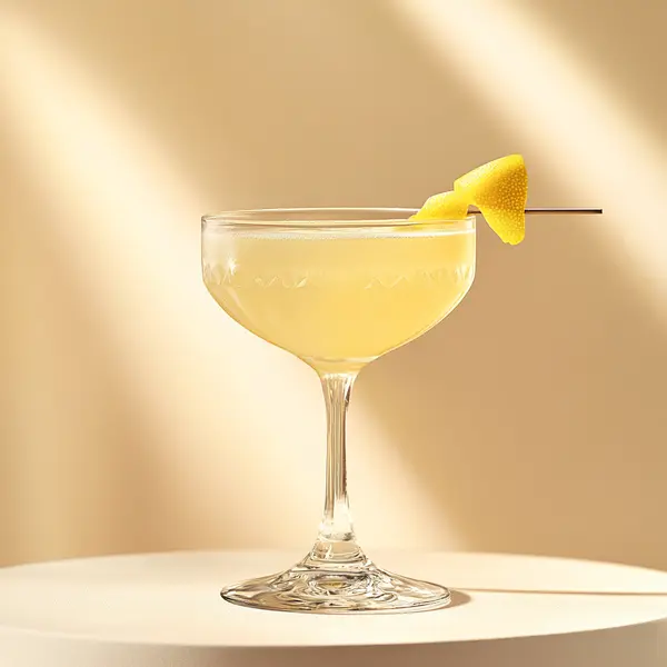 A photo of the Capucana Zest cocktail containing Novo Fogo Chameleon Cachaça, Chartreuse Yellow, Honey water (3 honey to 1 water), Freshly squeezed lemon juice in a Coupe.