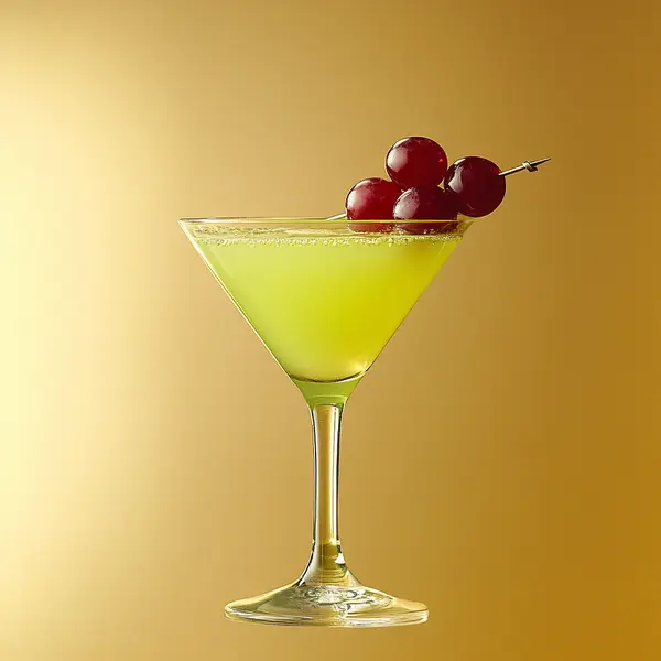 A photo of the Garden Elixir Martini cocktail containing Seedless white grapes, Ketel One Vodka, Chartreuse Green in a Martini.