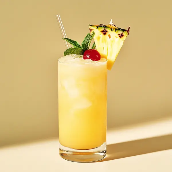 A photo of the Tropical Sailor Punch cocktail containing Planteray 3 Stars White Rum, Hamilton Navy Strength 114 Proof Rum, Freshly squeezed lime juice, Fresh pressed pineapple juice, Giffard Triple Sec, Liber & Co. Real Grenadine in a Cartridge Mug or Collins.
