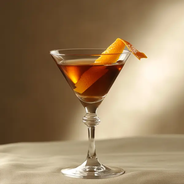 A photo of the Rosso Revival cocktail containing Beefeater London Dry Gin, Martini & Rossi Rosso Sweet Vermouth, Fernet-Branca Amaro Liqueur in a Martini.