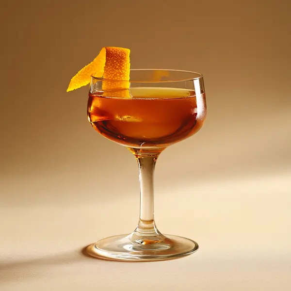 A photo of the Cognac Sunset cocktail containing Hennessy V.S. Cognac, Tempus Fugit Kina L'Aero d'Or, Angostura Orange Bitters in a Coupe.