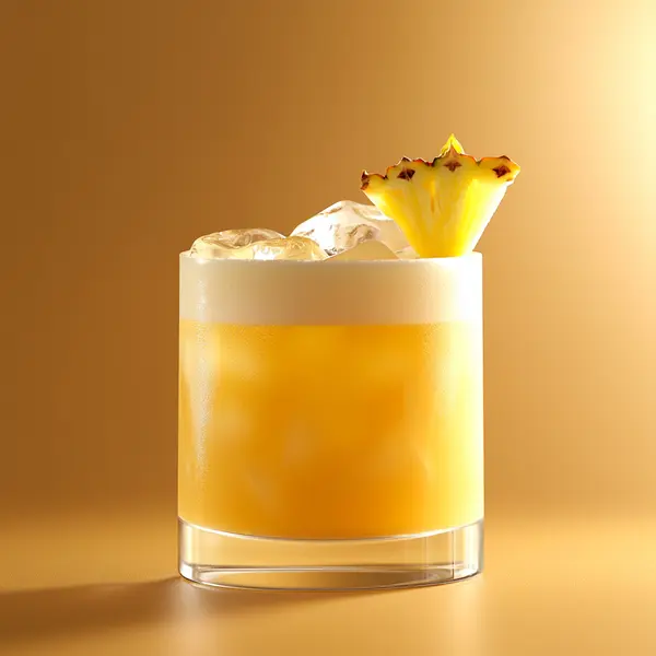 A photo of the Pineapple Maraschino Cooler cocktail containing Planteray 3 Stars White Rum, Luxardo Maraschino Liqueur, Fresh pressed pineapple juice in a Old-Fashioned.