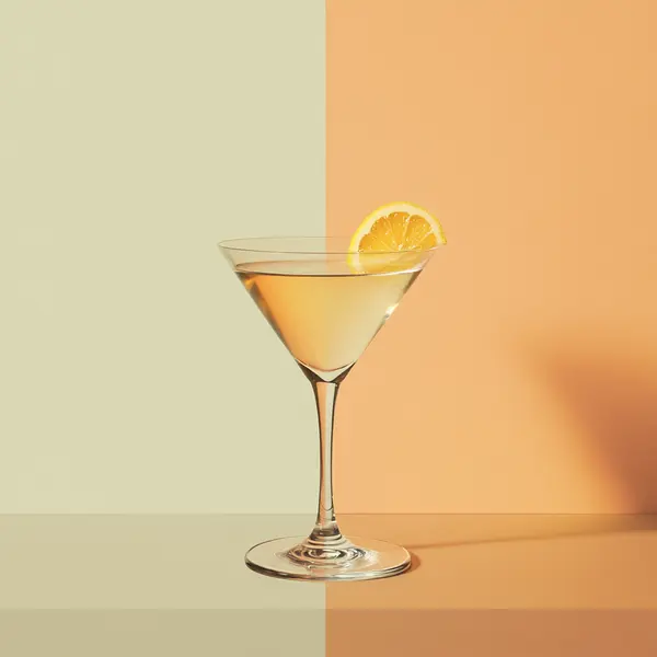 A photo of the Apricot Zest Martini cocktail containing Giffard Abricot Du Roussillon, Freshly squeezed lemon juice, Chilled water (reduce if wet ice) in a Martini.