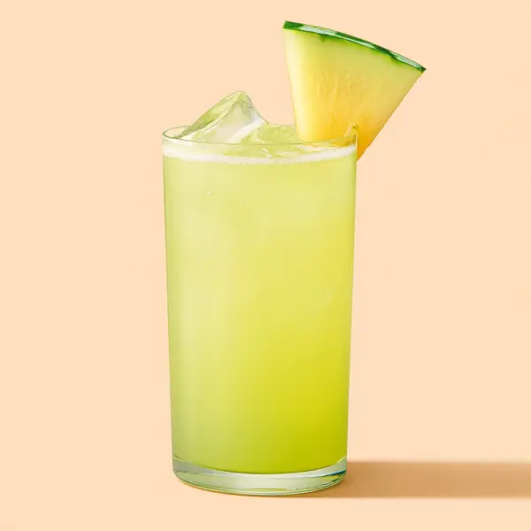 A photo of the Melon Cosmo Splash cocktail containing Ketel One Vodka, Giffard Triple Sec, MIDORI Melon Liqueur, Fresh pressed pineapple juice in a Collins.