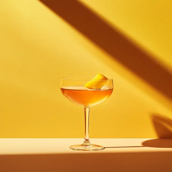 A photo of the Scotch Swirl cocktail containing Martini & Rossi Rosso Sweet Vermouth, Compass Box Great King Street Artist's Blend Scotch, Ricard Pastis de Marseille Aperitif in a Coupe.