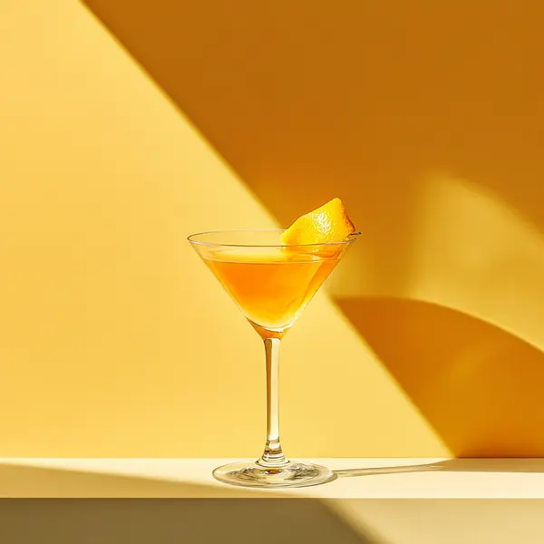 A photo of the Apricot Bourbon Splash cocktail containing Apricot jam (preserve), Savage & Cooke Cask Finished Bourbon, Grand Marnier, Freshly squeezed lemon juice, Chilled water (reduce if wet ice) in a Martini.