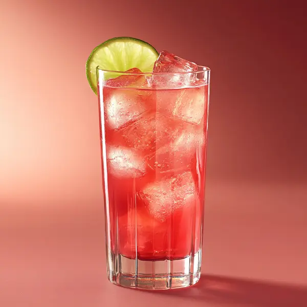 A photo of the Melon Amaretto Breeze cocktail containing Ketel One Vodka, MIDORI Melon Liqueur, Luxardo Amaretto di Saschira Liqueur, Freshly squeezed lime juice, Cranberry juice in a Collins.