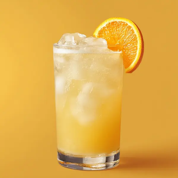 A photo of the Southern Sparkler cocktail containing Savage & Cooke Cask Finished Bourbon, Freshly squeezed orange juice, Ginger ale in a Collins.