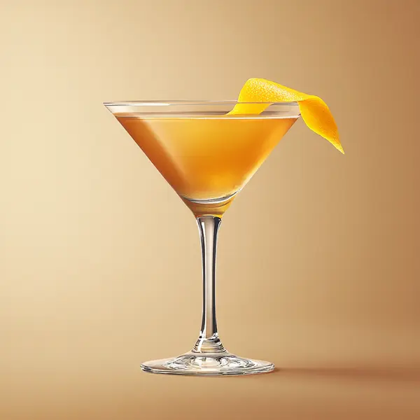 A photo of the Sunset Sidecar cocktail containing Hennessy V.S. Cognac, Giffard Triple Sec, Freshly squeezed lemon juice, Freshly squeezed orange juice in a Martini.