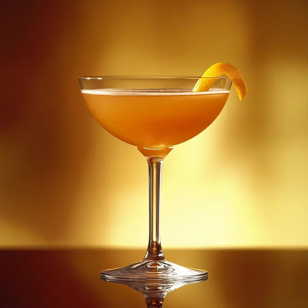A photo of the Golden Hour Elixir cocktail containing Hennessy V.S. Cognac, Bénédictine D.O.M. Liqueur, Aperol Aperitivo, Peychaud's Bitters, Angostura Orange Bitters in a Coupe.