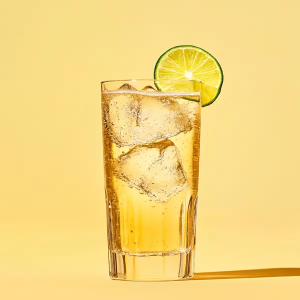 A photo of the Gold Rush Refresher cocktail containing Flor de Caña 4 Year Old Añejo Oro Rum, Ginger ale in a Collins.