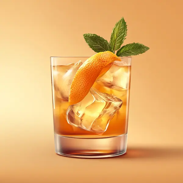 A photo of the Strega Sunset cocktail containing Strega Liquore, Crodino, Angostura Aromatic Bitters in a Old-Fashioned.
