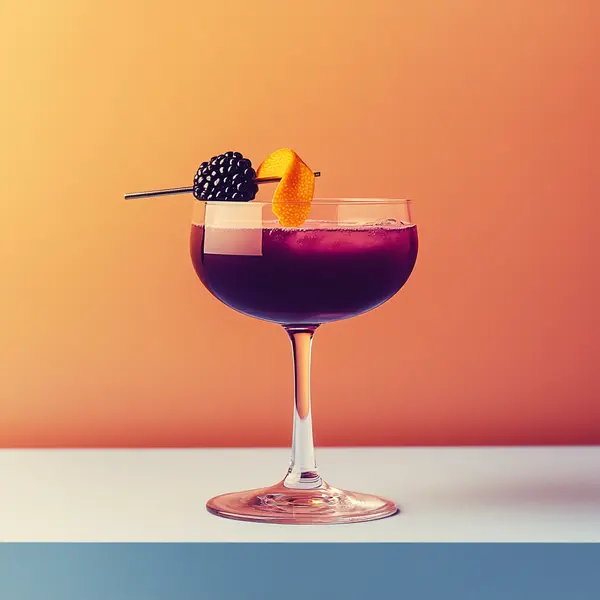 A photo of the Blackberry Floradorable cocktail containing Beefeater London Dry Gin, Combier Crème de Mûre Blackberry Liqueur, Freshly squeezed pink grapefruit juice, Freshly squeezed lime juice in a Coupe.
