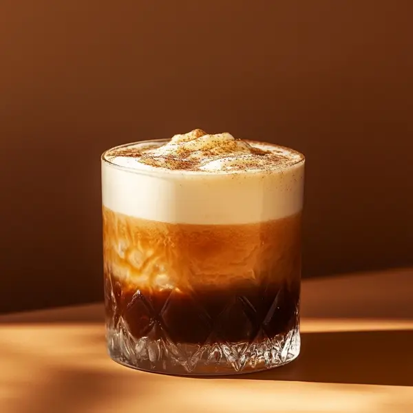 A photo of the Tequila Mocha Whisper cocktail containing Milagro Reposado Tequila, Mr Black Cold Brew Coffee Liqueur, Single cream / half-and-half, Milk in a Old-Fashioned.
