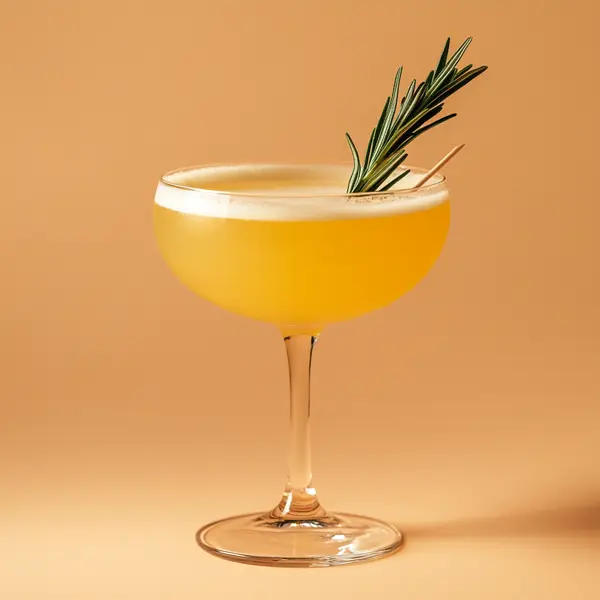 A photo of the Suze Rye Surprise cocktail containing Willett Family Estate Bottled 4 Year Rye, Suze Aperitif, Chartreuse Yellow, Freshly squeezed lemon juice, Freshly squeezed lime juice, Luxardo Maraschino Liqueur, Bénédictine D.O.M. Liqueur in a Coupe.