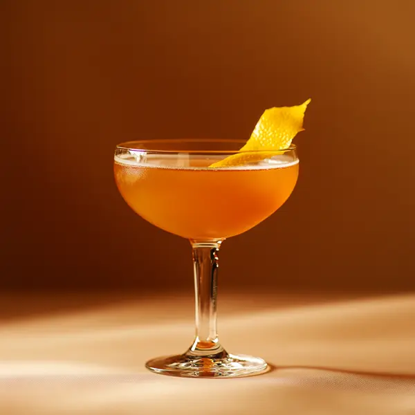 A photo of the Dark Floradora cocktail containing Goslings Black Seal Dark Rum, Aperol Aperitivo, Amaro Montenegro Italian Liqueur, Freshly squeezed lemon juice in a Coupe.
