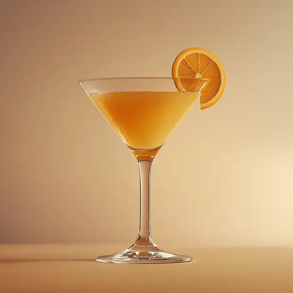 A photo of the Apricot Horizon Martini cocktail containing Beefeater London Dry Gin, Giffard Abricot Du Roussillon, Noilly Prat Dry Vermouth, Freshly squeezed orange juice in a Martini.