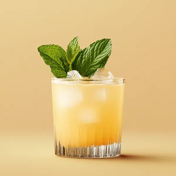 A photo of the Minted Crossroads cocktail containing Mint leaves, Smith & Cross Traditional Jamaica Rum, Planteray 3 Stars White Rum, Giffard Triple Sec, John D. Taylor's Velvet Falernum, Freshly squeezed lime juice, Freshly squeezed pink grapefruit juice, Angostura Aromatic Bitters in a Old-Fashioned.