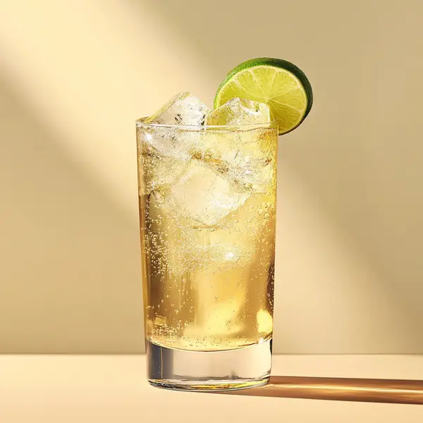 A photo of the Scotch & Swizzle cocktail containing Compass Box Great King Street Artist's Blend Scotch, Freshly squeezed lime juice, Ginger ale in a Collins.