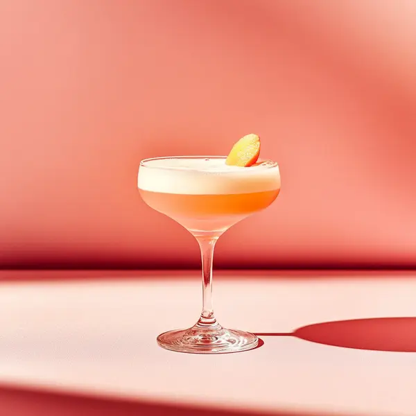 A photo of the Apricot Parasol cocktail containing Planteray 3 Stars White Rum, Giffard Abricot Du Roussillon, Liber & Co. Real Grenadine, Freshly squeezed lemon juice, Chilled water (reduce if wet ice) in a Coupe.