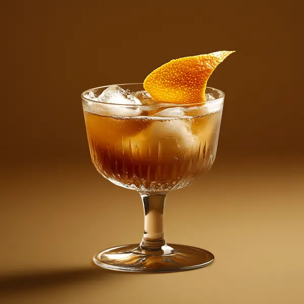 A photo of the Chocolate Boulevardier cocktail containing Savage & Cooke Cask Finished Bourbon, Cardamaro Vino Amaro, Marie Brizard Crème de Cacao White, Angostura Orange Bitters in a Coupe.