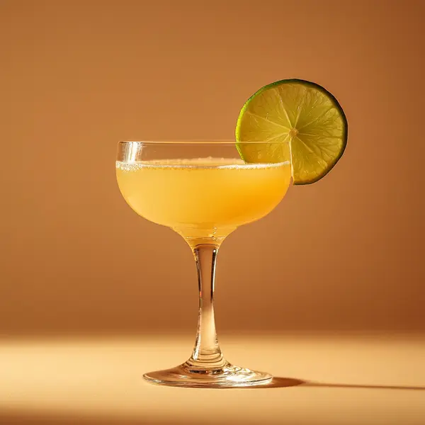 A photo of the Mandarin Gimlet cocktail containing Beefeater London Dry Gin, Mandarine Napoleon Liqueur, Freshly squeezed lime juice, AquaRiva Organic Agave Syrup in a Coupe.