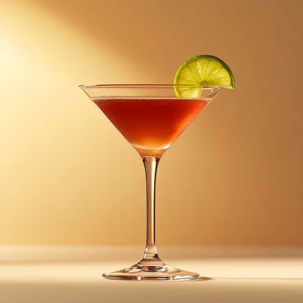 A photo of the Crimson Tequila Twist cocktail containing Runny honey, Milagro Reposado Tequila, Cranberry juice, Freshly squeezed lime juice in a Martini.
