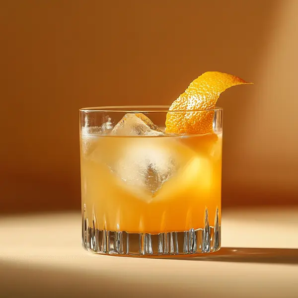 A photo of the Marmalade Carnival cocktail containing English orange marmalade, Novo Fogo Chameleon Cachaça, Freshly squeezed lemon juice, Angostura Orange Bitters, Fee Brothers Fee Foam Egg White Alternative in a Old-Fashioned.
