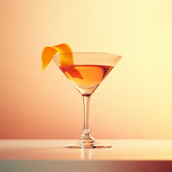 A photo of the Parisian Sunrise cocktail containing Beefeater London Dry Gin, Pernod Absinthe, Noilly Prat Dry Vermouth, Martini & Rossi Rosso Sweet Vermouth, Freshly squeezed orange juice in a Martini.