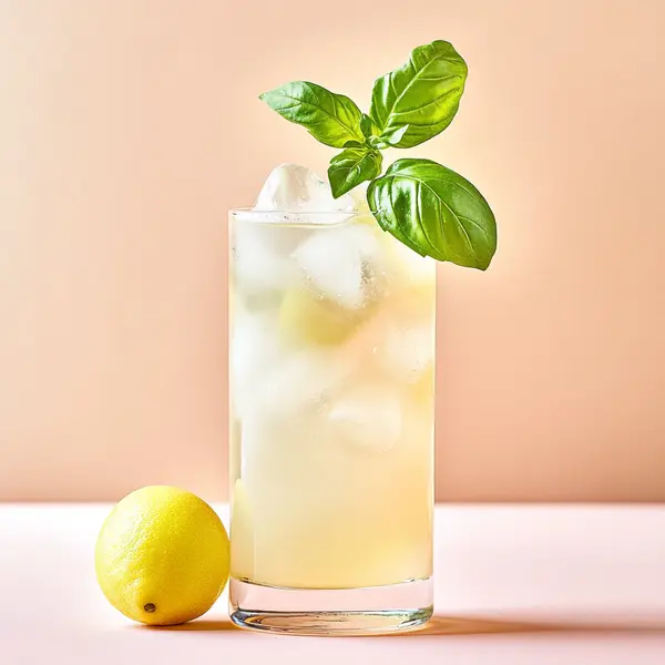 A photo of the Grapes & Greens Collins cocktail containing Seedless white grapes, Ketel One Vodka, Basil leaves, Freshly squeezed lemon juice, Vanilla sugar syrup, Club soda in a Collins.