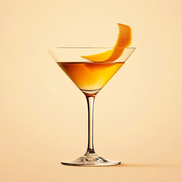 A photo of the Orange Couture Martini cocktail containing Ketel One Vodka, Dubonnet Rouge, Noilly Prat Dry Vermouth, Angostura Orange Bitters in a Martini.