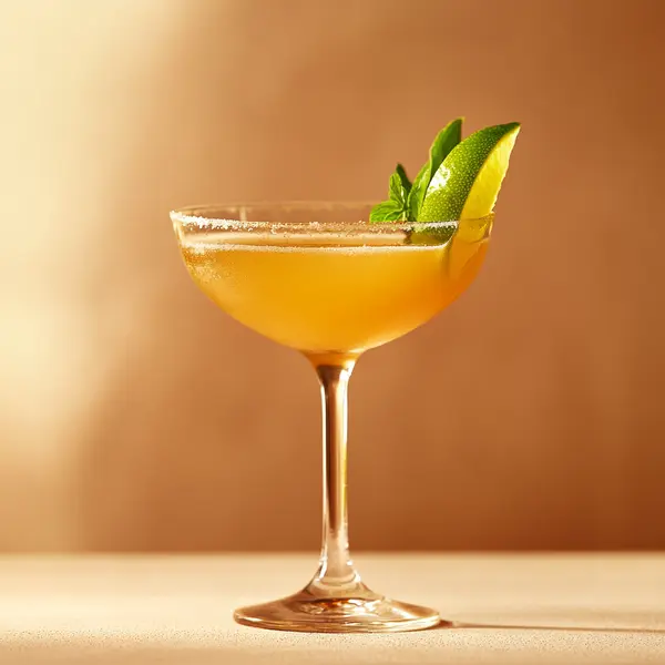 A photo of the Pineapple Serape Martini cocktail containing Milagro Reposado Tequila, Fresh pressed pineapple juice, Rose's lime cordial in a Martini.