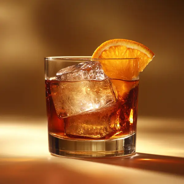 A photo of the Bitter Rosso Twist cocktail containing Campari Aperitivo, Martini & Rossi Rosso Sweet Vermouth in a Old-Fashioned.